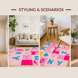Ultra Soft Area Rug, Non Slip, Stain Resistant, Washable Area Rugs for Living Room, Bedroom, Artistic Playful Learning Environment Textile(Pink)