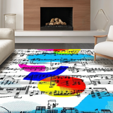 Ultra Soft Area Rug, Non Slip, Stain Resistant, Washable Area Rugs for Living Room, Bedroom, Contemporary Colorful Graffiti Motif(Blue)