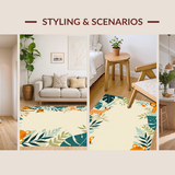 Ultra Soft Area Rug, Non Slip, Stain Resistant, Washable Area Rugs for Living Room, Bedroom, Playful Teal Orange Animal Patterns(Beige)
