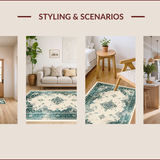 Ultra Soft Area Rug, Non Slip, Stain Resistant, Washable Area Rugs for Living Room, Bedroom, Vintage Neutral Bedroom Area Rug Non-Shedding(Ivory)