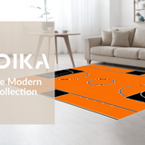 Ultra Soft Area Rug, Non Slip, Stain Resistant, Washable Area Rugs for Living Room, Bedroom, Bold Black and Orange Visual(Orange)
