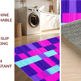 Ultra Soft Area Rug, Non Slip, Stain Resistant, Washable Area Rugs for Living Room, Bedroom, Retro Vibrant Checkerboard Style(Purple)