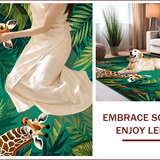 Ultra Soft Area Rug, Non Slip, Stain Resistant, Washable Area Rugs for Living Room, Bedroom, Eclectic Tropical Animal Imagery(Green)