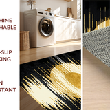Ultra Soft Area Rug, Non Slip, Stain Resistant, Washable Area Rugs for Living Room, Bedroom, Chic Soft Curved Sun Patterns(Gold)
