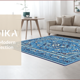 Ultra Soft Area Rug, Non Slip, Stain Resistant, Washable Area Rugs for Living Room, Bedroom, Vintage Chenille Low Pile(Blue)