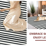 Ultra Soft Area Rug, Non Slip, Stain Resistant, Washable Area Rugs for Living Room, Bedroom, Minimalist Dual-Tone Horizontal Banded Contemporary Decorative Carpet(Black)