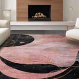 Ultra Soft Area Rug, Non Slip, Stain Resistant, Washable Area Rugs for Living Room, Bedroom, Sweet Bow Decor Rug with Artistic Curvy Bow Design and Chic Preppy Graphics(Pink)