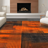 Ultra Soft Area Rug, Non Slip, Stain Resistant, Washable Area Rugs for Living Room, Bedroom, Irregular Geometric Lava Effect(Orange)