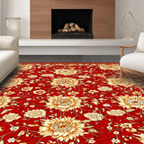 Ultra Soft Area Rug, Non Slip, Stain Resistant, Washable Area Rugs for Living Room, Bedroom, Lively Sunflower Inspired Pattern(Red)