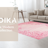 Ultra Soft Area Rug, Non Slip, Stain Resistant, Washable Area Rugs for Living Room, Bedroom, Chic Pastel Abstract Heart Motif(Pink)