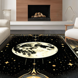 Ultra Soft Area Rug, Non Slip, Stain Resistant, Washable Area Rugs for Living Room, Bedroom, Intricate Lunar and Serpent Fusion(Gold)