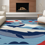 Ultra Soft Area Rug, Non Slip, Stain Resistant, Washable Area Rugs for Living Room, Bedroom, Vibrant Oceanic Animal Pattern(Blue)