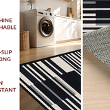 Ultra Soft Area Rug, Non Slip, Stain Resistant, Washable Area Rugs for Living Room, Bedroom, Coastal Black And White Rug: Front Door Striped Welcome Mat(Black)