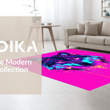 Ultra Soft Area Rug, Non Slip, Stain Resistant, Washable Area Rugs for Living Room, Bedroom, Energetic Urban Wolf Imagery(Pink)