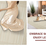 Ultra Soft Area Rug, Non Slip, Stain Resistant, Washable Area Rugs for Living Room, Bedroom, Elegant Natural Tones with Curved Lines(Beige)