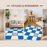 Ultra Soft Area Rug, Non Slip, Stain Resistant, Washable Area Rugs for Living Room, Bedroom, Dynamic Pastel Hopscotch Design(Blue)