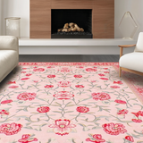 Ultra Soft Area Rug, Non Slip, Stain Resistant, Washable Area Rugs for Living Room, Bedroom, Unique Artistic Floral Embellishment(Pink)