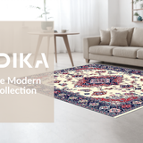 Ultra Soft Area Rug, Non Slip, Stain Resistant, Washable Area Rugs for Living Room, Bedroom, Warm Earthy Circular Vintage Design(White)
