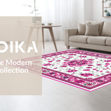 Ultra Soft Area Rug, Non Slip, Stain Resistant, Washable Area Rugs for Living Room, Bedroom, Charming Scalloped Pastel Motif(White)