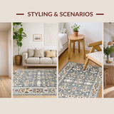 Ultra Soft Area Rug, Non Slip, Stain Resistant, Washable Area Rugs for Living Room, Bedroom, Elegant Warm Toned Trellis Style(Gray)
