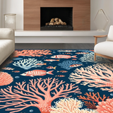 Ultra Soft Area Rug, Non Slip, Stain Resistant, Washable Area Rugs for Living Room, Bedroom, Rustic Navy Diamond Arrangement(Blue)