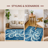 Ultra Soft Area Rug, Non Slip, Stain Resistant, Washable Area Rugs for Living Room, Bedroom, Octopus Rug - Blue and White Octopus Pattern(Blue)
