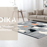 Ultra Soft Area Rug, Non Slip, Stain Resistant, Washable Area Rugs for Living Room, Bedroom, Quirky Abstract Cat Shape(Gray)