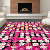 Ultra Soft Area Rug, Non Slip, Stain Resistant, Washable Area Rugs for Living Room, Bedroom, Whimsical Daisy Patterned Design(Pink)