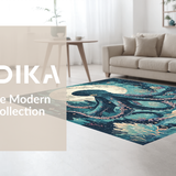 Ultra Soft Area Rug, Non Slip, Stain Resistant, Washable Area Rugs for Living Room, Bedroom, Oceanic Creature Rug - Marine Theme Decorative Art Carpet(Blue)