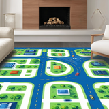 Ultra Soft Area Rug, Non Slip, Stain Resistant, Washable Area Rugs for Living Room, Bedroom, Sky Blue Urban Adventure Play Area(Blue)