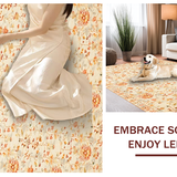 Ultra Soft Area Rug, Non Slip, Stain Resistant, Washable Area Rugs for Living Room, Bedroom, Rustic Geometric Leaf Motif(Beige)