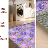Ultra Soft Area Rug, Non Slip, Stain Resistant, Washable Area Rugs for Living Room, Bedroom, Lavender Tulip Nature Inspired Aesthetic(Purple)