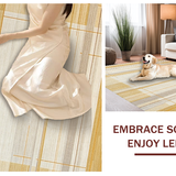 Ultra Soft Area Rug, Non Slip, Stain Resistant, Washable Area Rugs for Living Room, Bedroom, Elegant Beige Geometric Aesthetic(Gold)