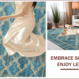 Ultra Soft Area Rug, Non Slip, Stain Resistant, Washable Area Rugs for Living Room, Bedroom, Elegant Oceanic Distressed Motif(Blue)
