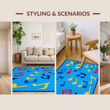 Ultra Soft Area Rug, Non Slip, Stain Resistant, Washable Area Rugs for Living Room, Bedroom, Bright Tonic Visual Ensemble(Blue)