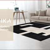 Ultra Soft Area Rug, Non Slip, Stain Resistant, Washable Area Rugs for Living Room, Bedroom, Bold Black Ivory Abstract Print(Black)