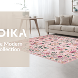 Ultra Soft Area Rug, Non Slip, Stain Resistant, Washable Area Rugs for Living Room, Bedroom, Modern Artistic Floral Accent(Pink)