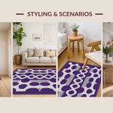 Ultra Soft Area Rug, Non Slip, Stain Resistant, Washable Area Rugs for Living Room, Bedroom, Trendy Minimalist Patterned Appeal(Purple)
