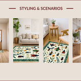 Ultra Soft Area Rug, Non Slip, Stain Resistant, Washable Area Rugs for Living Room, Bedroom, Vintage Green Botanical Living Room Non Slip Rug(Green)