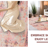 Ultra Soft Area Rug, Non Slip, Stain Resistant, Washable Area Rugs for Living Room, Bedroom, Romantic Pink Retro Aesthetic(Pink)