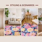 Ultra Soft Area Rug, Non Slip, Stain Resistant, Washable Area Rugs for Living Room, Bedroom, Playful Modern Petal Arrangement(Pink)