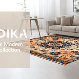 Ultra Soft Area Rug, Non Slip, Stain Resistant, Washable Area Rugs for Living Room, Bedroom, Whimsical Vintage Blossom Arrangement(Orange)