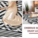Ultra Soft Area Rug, Non Slip, Stain Resistant, Washable Area Rugs for Living Room, Bedroom, Elegant Chevron Stripe Carpet with Crisp Black and White Repeating Motifs(Black)