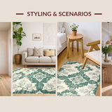 Ultra Soft Area Rug, Non Slip, Stain Resistant, Washable Area Rugs for Living Room, Bedroom, Serene Earthy Tones Floral Style(Gray)