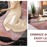 Ultra Soft Area Rug, Non Slip, Stain Resistant, Washable Area Rugs for Living Room, Bedroom, Sweet Bow Decor Rug with Artistic Curvy Bow Design and Chic Preppy Graphics(Pink)