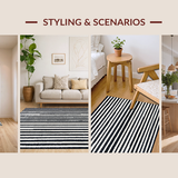 Ultra Soft Area Rug, Non Slip, Stain Resistant, Washable Area Rugs for Living Room, Bedroom, Bold Black & White Stripe Rug: Modern Geometric Entryway Carpet(Black)
