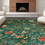Ultra Soft Area Rug, Non Slip, Stain Resistant, Washable Area Rugs for Living Room, Bedroom, Stylish Bright Flora Composition(Green)