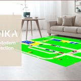 Ultra Soft Area Rug, Non Slip, Stain Resistant, Washable Area Rugs for Living Room, Bedroom, Vibrant Cityscape Educational Playmat(Green)