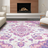 Ultra Soft Area Rug, Non Slip, Stain Resistant, Washable Area Rugs for Living Room, Bedroom, Soft Ivory Pastel Elegance(White)
