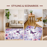 Ultra Soft Area Rug, Non Slip, Stain Resistant, Washable Area Rugs for Living Room, Bedroom, Vibrant Springtime Nature Embrace(Purple)